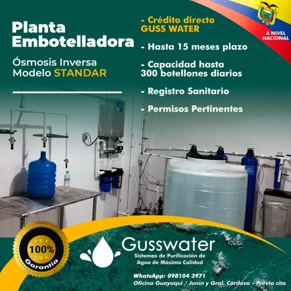 Planta Embotelladora Osmosis Inversa 300 Botellones/Día Modelo Estándar